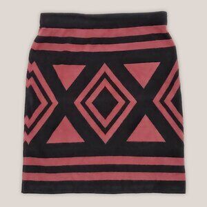 Charlotte Russe Geometrical Bodycon Skirt in Burgundy and Black